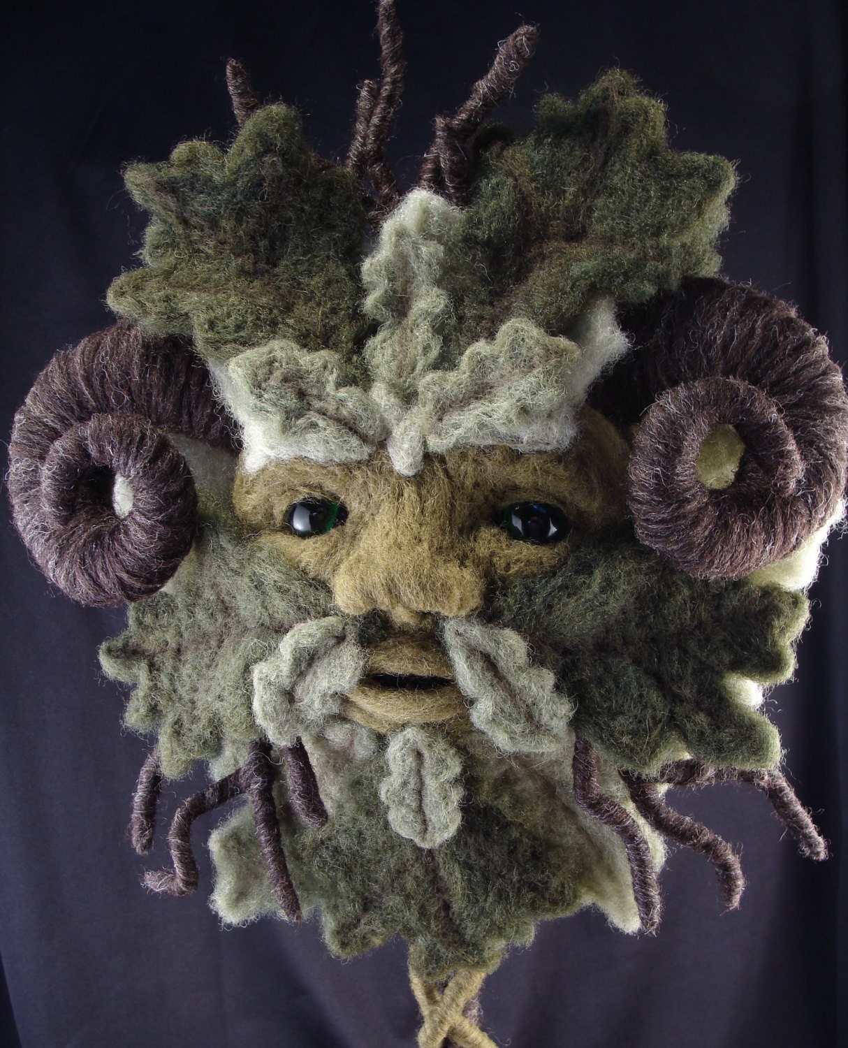 Needle Felted Green Man Soft Sculpture by Bella McBride Greenman