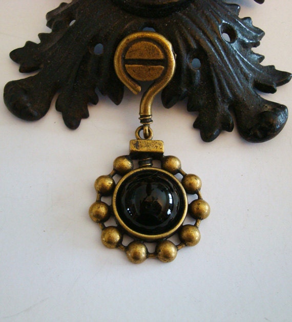 Steampunk Industrial Parts and Jet Jewel Necklace Supply Pendant, Jewelry Component, Use in Your Designs Or For Yourself