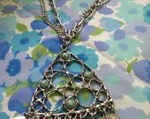 REDUCED Price Swingin 60s Chunky Faux TURQUOISE TRIANGLE Pendant  Necklace