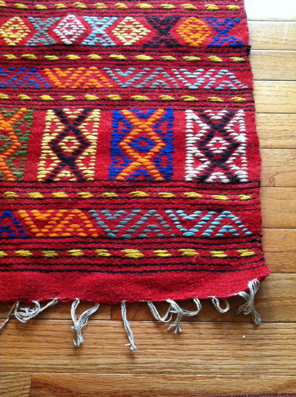 REDUCED Price Eclectic GEOMETRIC  Hand Loomed RUG or Wall Hanging