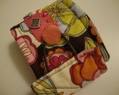 Contemporary Print  Art Cuff  with beading on a contemporary cotton print
