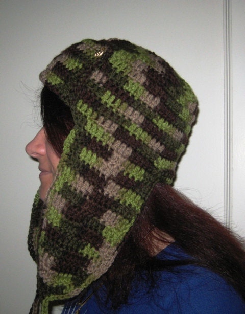 Unisex aviator  Earth Tones Ear Flap Hat Beanie Crochet Teens  Birthday Gifts Gifts for Her gift for him Roxy  Heirloom Earflap hat