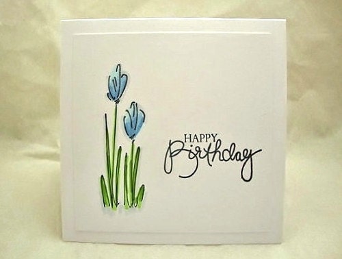 Spring Floral Birthday Card, Birthday Card With Blue Flowers, Wildflower Birthday Card