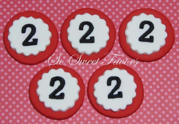 Fondant edible cupcake toppers - Monogram numbers