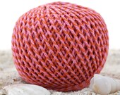 Striped Cotton Twine , Pink and Orange, Valentines's Day,  Gift Packing, Gift Tag String, Colored Cotton Twine