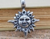 Sun Pendant, Celestial Sun, Pewter Pendant,  Necklace Pendant, Smiling Sun Pendant