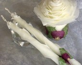 Unique Unity Candle Set, Eco Wedding Decor, Bridal Table Centerpiece, Gift - Beeswax, Roses - Ooak Luxury Candles by Artist Marcie Forest