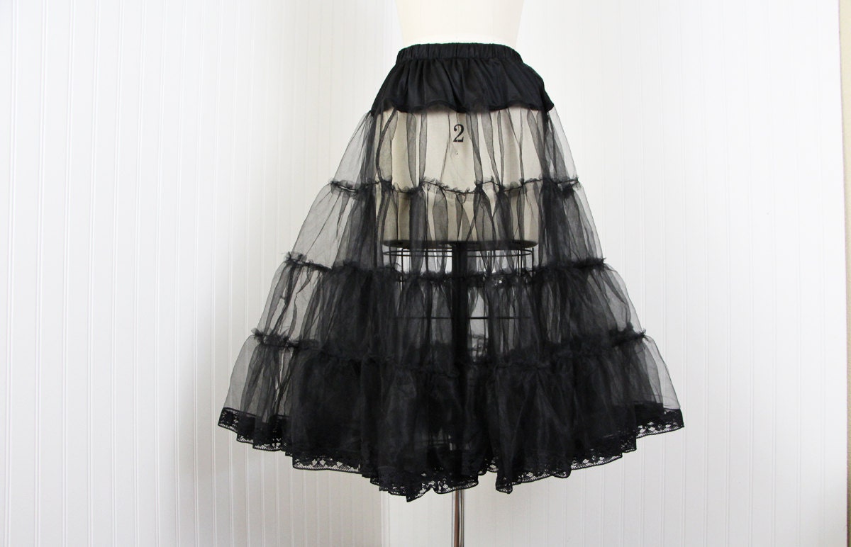 Crinoline - Vintage 50s Style Black Single Layer Petticoat Slip for Your Dress or Skirt OSFM - The Softer Side