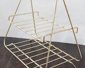 Mid Century Modern Atomic Two Level Brass Magazine Rack