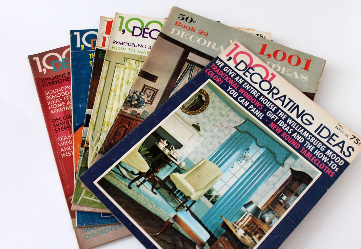 Set of Six 1001 Decorating Ideas Magazine Retro Home Decor