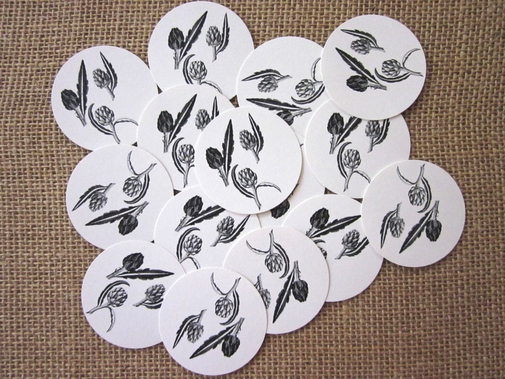 Artichoke Tags Round Paper Gift Tags Set of 10