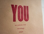 You & Me Letterpress Print - 11x18 - Red Ink, Kraft Paper