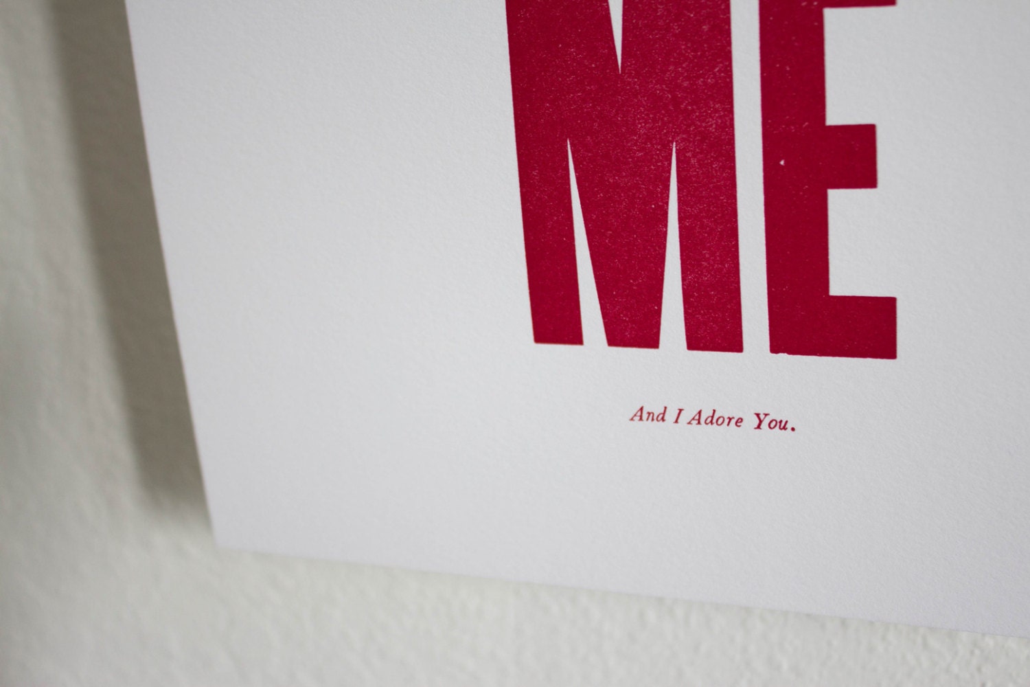 You & Me Letterpress Print - 11x18 - Red Ink, White Paper