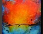 Urban Graffiti - 24 x 24 - Abstract Acrylic Painting - Highly Textured - Contemporary Wall Art - Modern - Red Blue Orange
