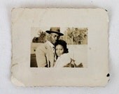 1940s African American Sweethearts Miniature Photo - Black White Sepia - Vintage