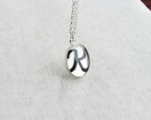 Initial Pendant Necklace Monogram Jewelry Custom Letter Charm Bridal Resin Mother's Day Silver Monogram Personalized Minimalist Tiny Letters