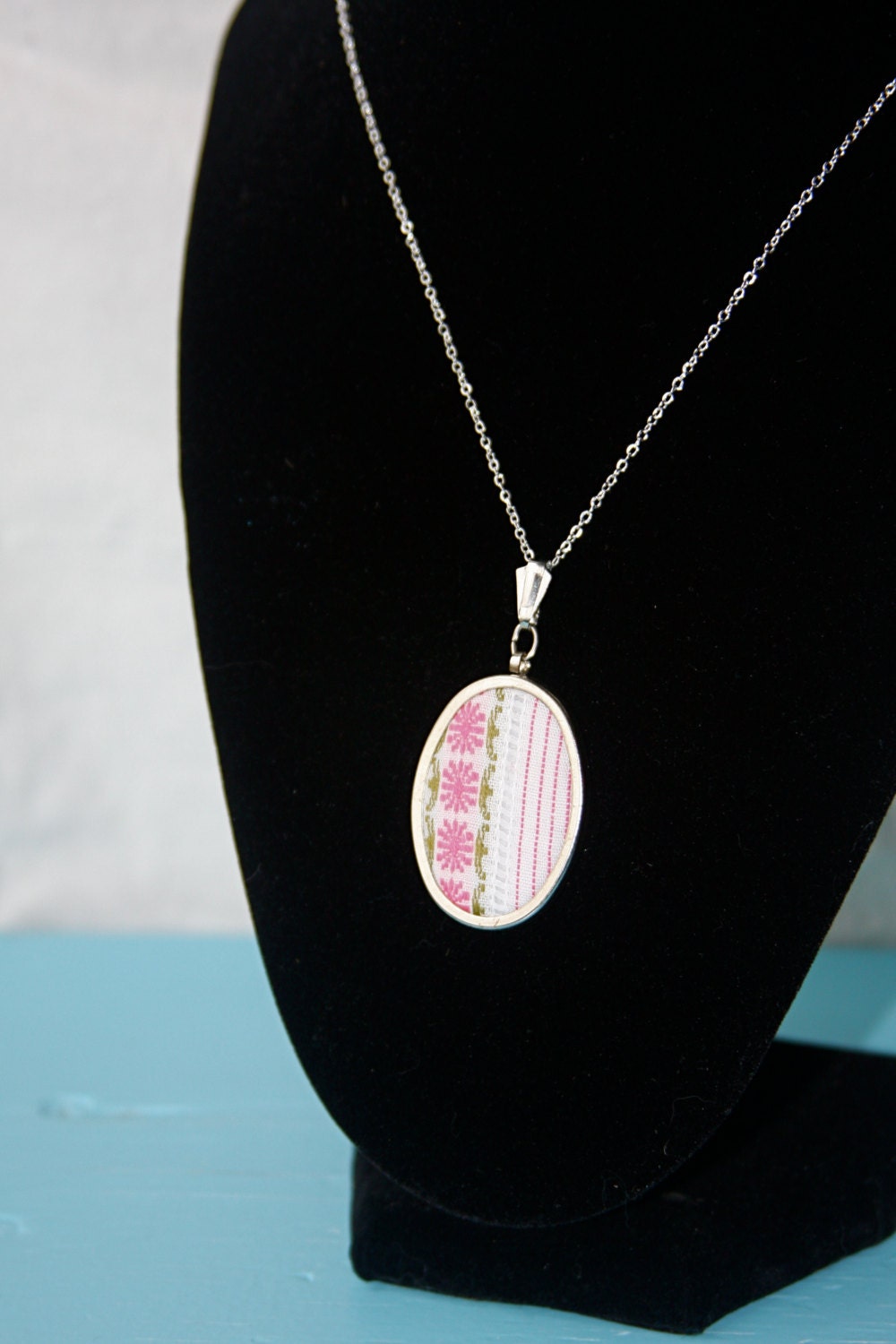 Vintage Fabric Pendant Necklace