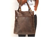 Leather tote bag Dark brown bag market bag library bag every day leather bag laptop bag - abizema