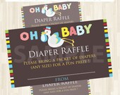 Diaper Raffle Ticket Baby Shower sign and invitation inserts Printable--instant download- Digital File - Print your Own Il_170x135