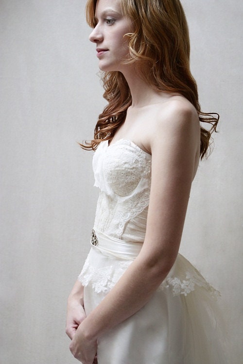 DASHA /silk dushesse wedding gown with a corset bodice