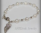 Bracelet - Pearl Sterling Silver Angel Wing