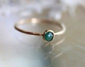 Rose Cut Emerald In 14K Gold Ring - Made To Order