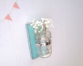 Wall sconce wood vase mason jar Light Turquoise - single vase