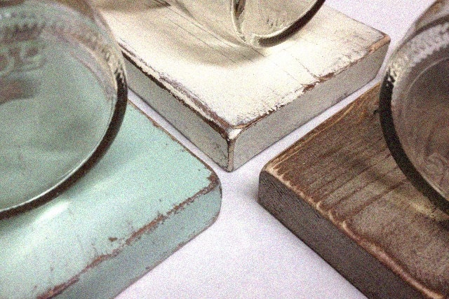 Shabby chic vases sconce mason jar wood vase wall decor cottage decor - set of THREE