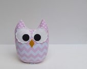 Soft Light Pink Chevron Owl Plush Baby Toy Mini Pillow Softie