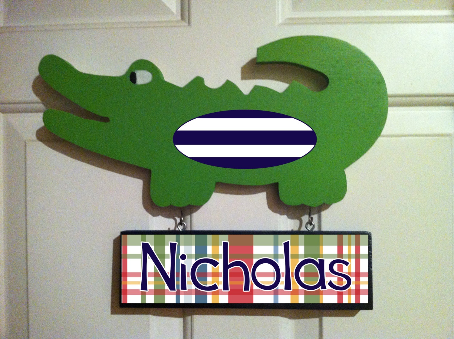 Alligator nursery decor/Alligator door hanger with name sign/personalized alligator