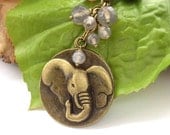 Elephant purse charm handbag bag charm grey gemstone beads
