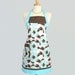 Reversible Chef Apron / Womens Kitchen Cooking Apron in Aqua Chevron Reversible to Aqua and Espresso Brown Floral Cute Cute