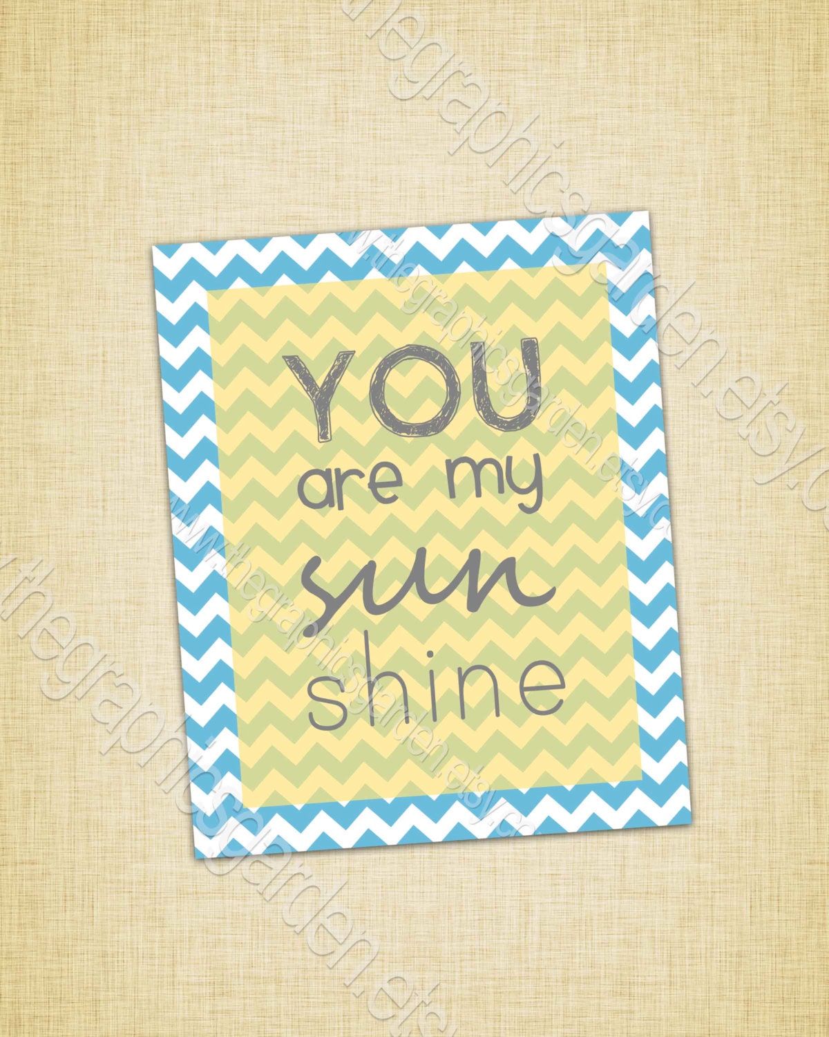Instant Download - You are my Sunshine - Printable Digital Graphic Art Poster File - Nursery Child's Room