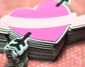 24 Paper Tag Embellishments:  Heart Die Cuts 3.5" - Valentine's Day
