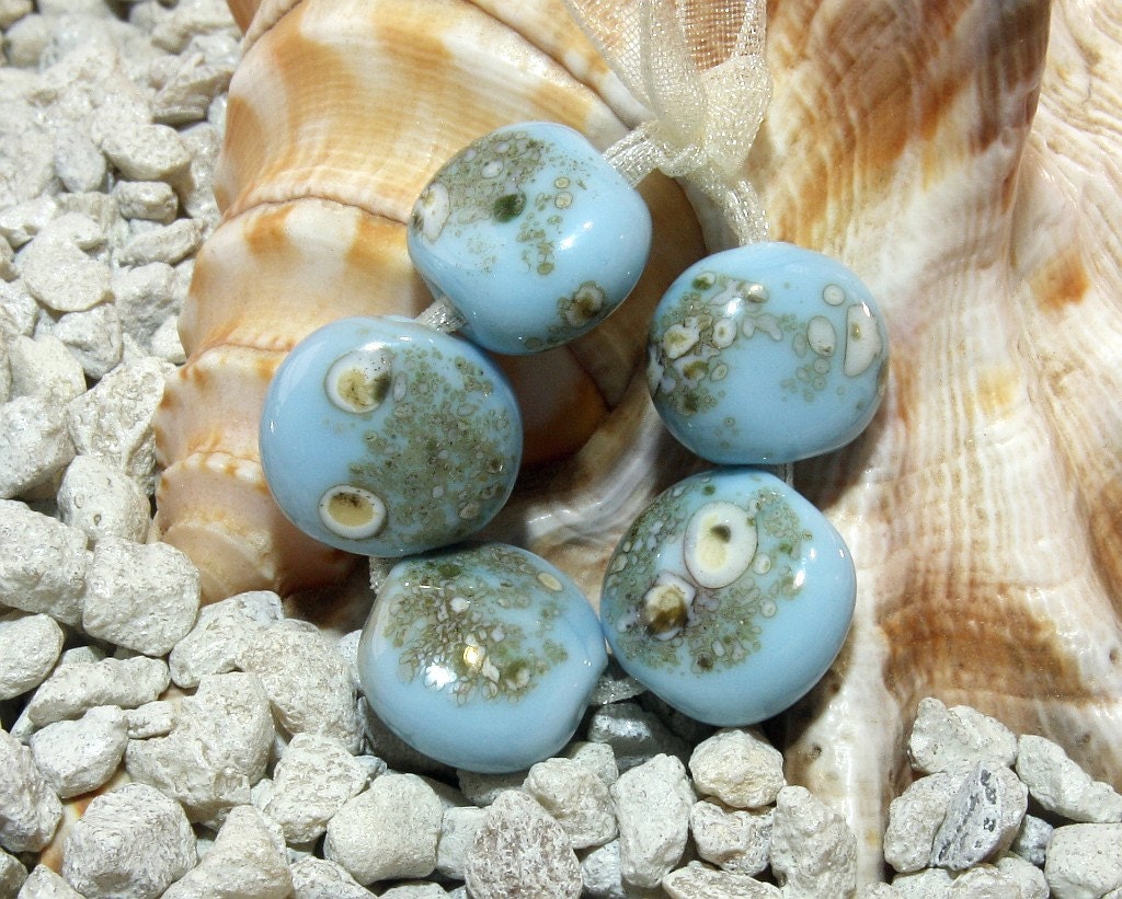 Handmade Lampwork Bead Set (5) Southwest Blues