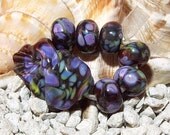 Handmade Lampwork Bead Set (7) glass beads TECHNICOLOR SHELL SET  New Color for 2013