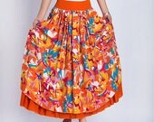 Floral linen maxi  skirt (0120)