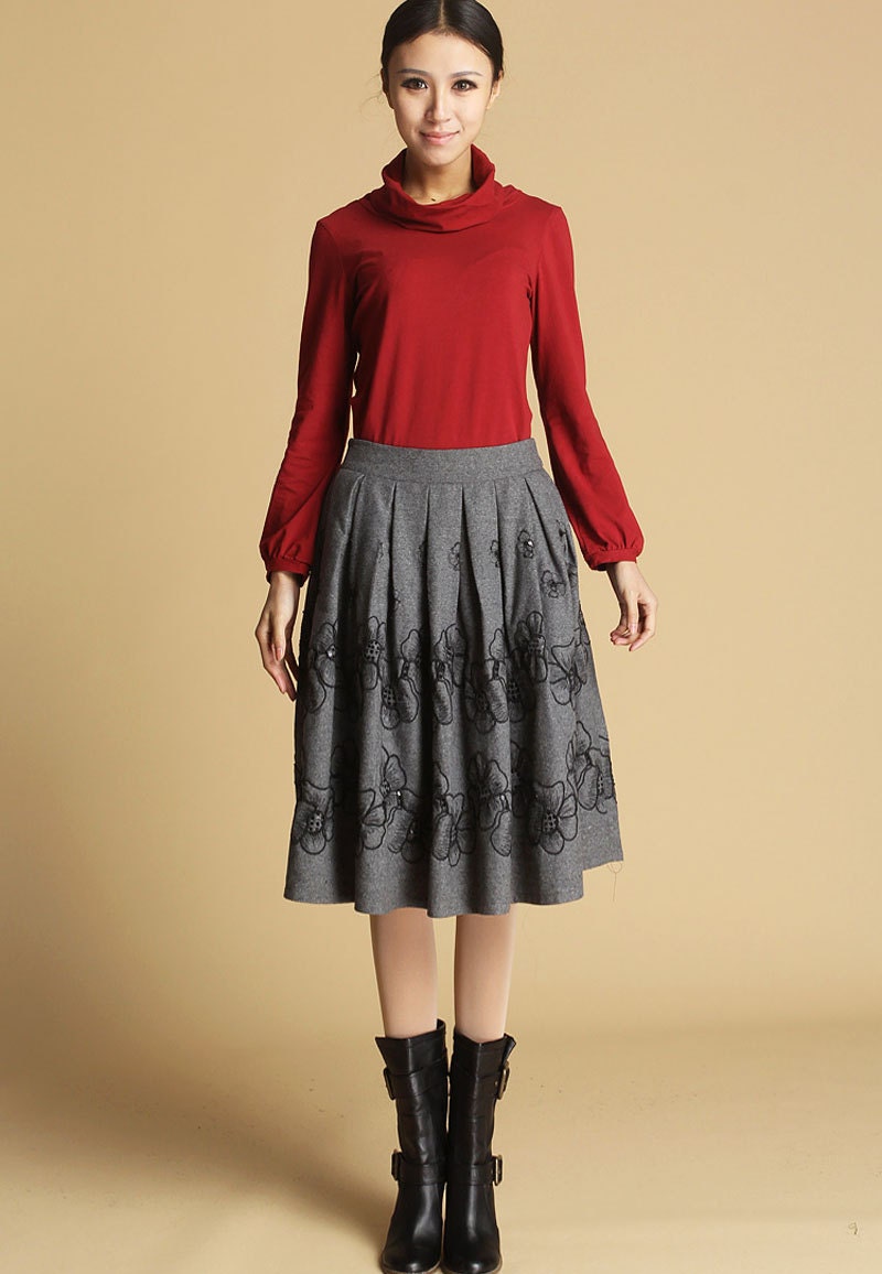 Gray wool skirt (463)