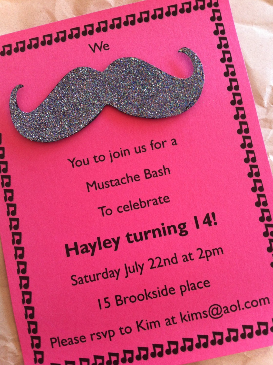 Mustache Bash Birthday Invitation