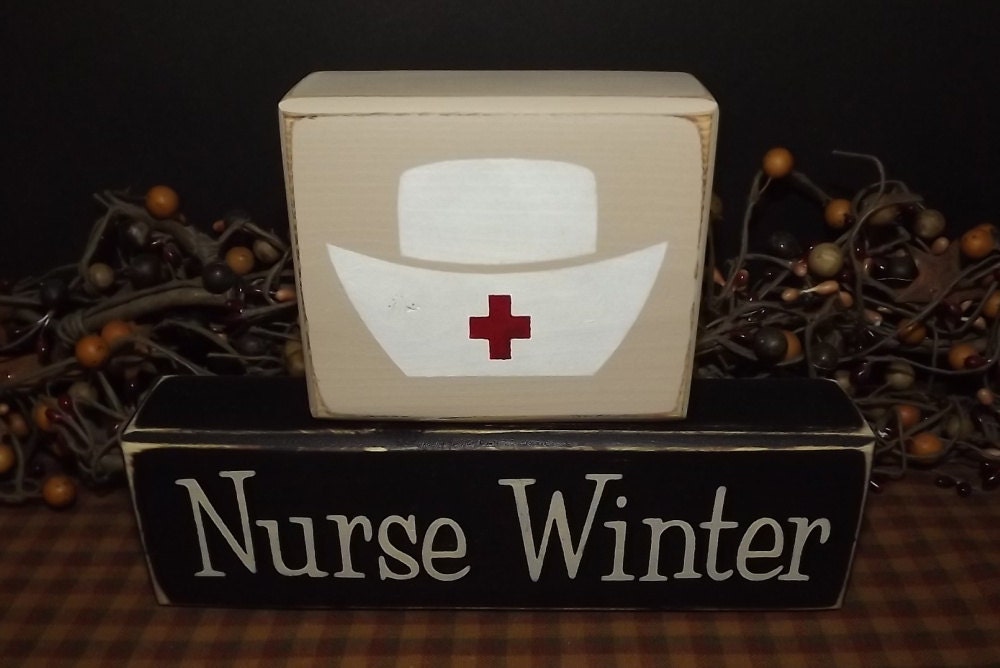 Nurse School RN Custom Personalized primitive wood blocks