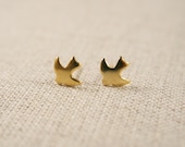 Tiny Gold Bird Stud Earrings