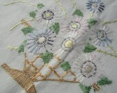 Vintage Embroidered Crochet Table Runner Bouquet