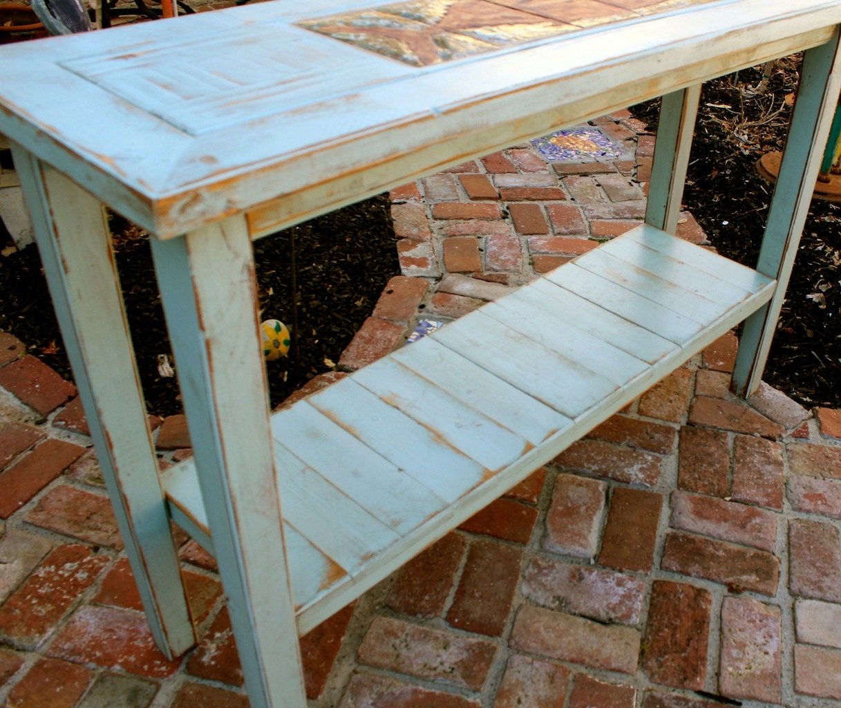 Wood Sofa Table - Shabby - Beach Cottage - Chic Furniture - Wooden Buffet Table - Reclaimed Wood