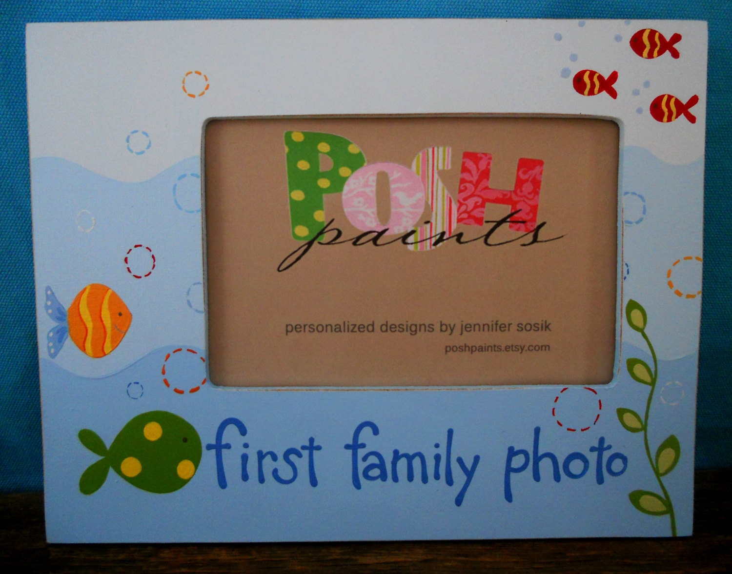 under the sea, hand painted picture frame, first family photo