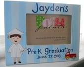 boy graduation, hand painted photo frame, holds 4x6 photo