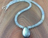 luminous aquamarine and labradorite necklace