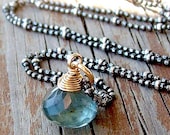 Eve Necklace...Moss Aquamarine in Mixed Metals