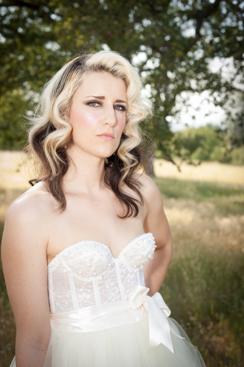 Ivory Lace Corset Length Bridal Bustier with Pearls Custom Size