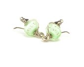 Mint Green Earrings - Lampwork Jewelry, Wirewrapped Earrings, Sterling Silver, Handmade Jewelry, Spring