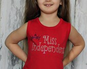 Girls 4th of July Rhinestone tank or shirt Miss Independence size 2 to 7